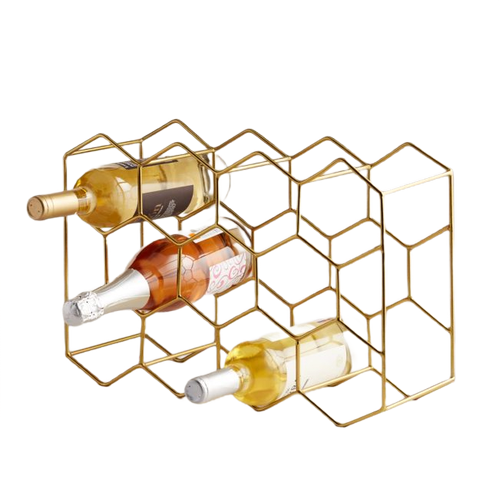 Wine Rack - Geometric Lightweight Gold Wine Rack for 11 Wine Bottles