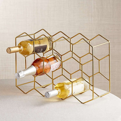 Wine Rack - Geometric Lightweight Gold Wine Rack for 11 Wine Bottles