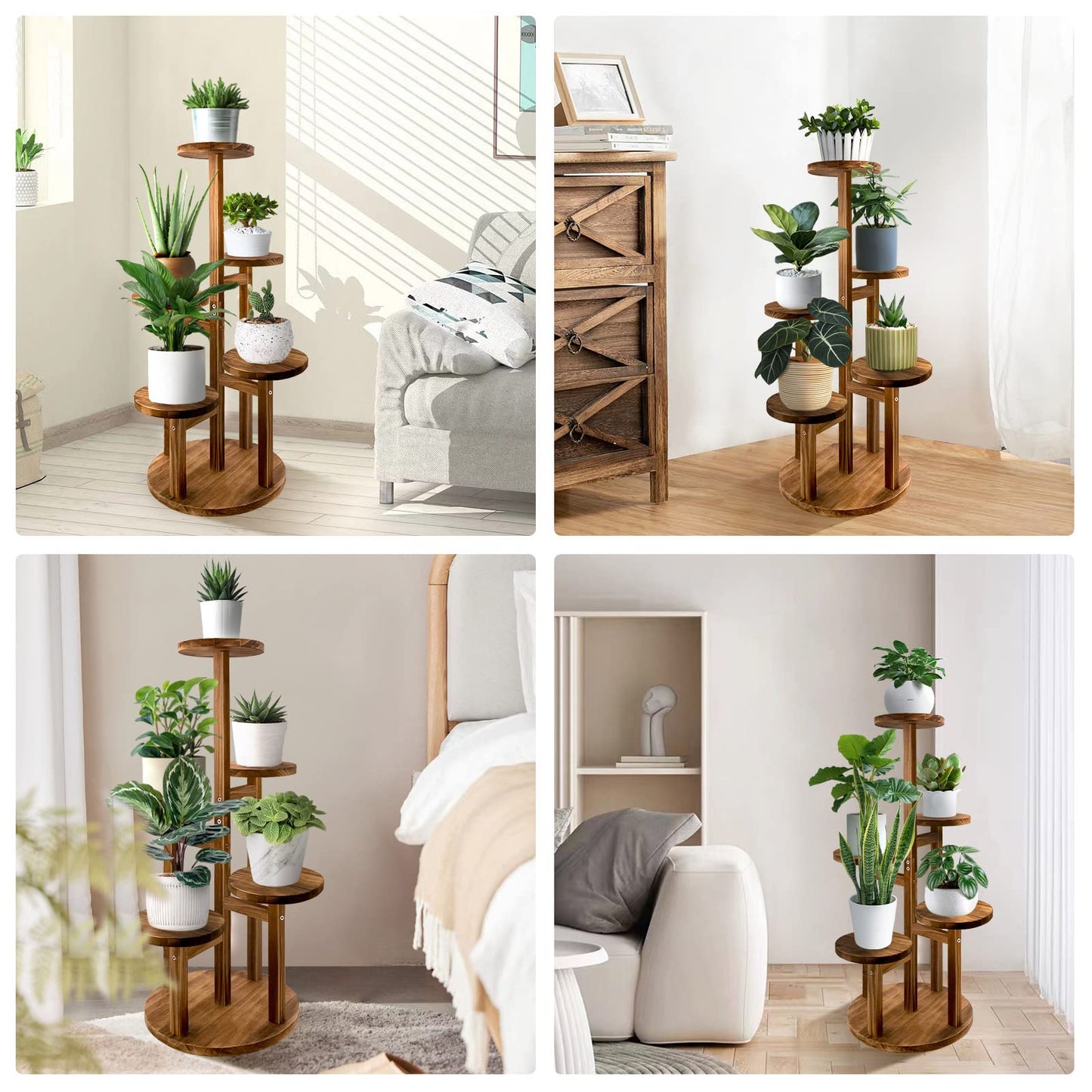 Plant Shelf Display Stand - Multi Tier Elegant Rolling Plant Shelf Display Stand with Wheels