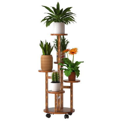 Plant Shelf Display Stand - Multi Tier Elegant Rolling Plant Shelf Display Stand with Wheels