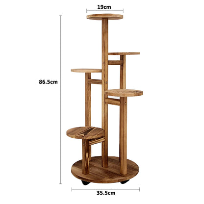 Plant Shelf Display Stand - Multi Tier Elegant Rolling Plant Shelf Display Stand with Wheels