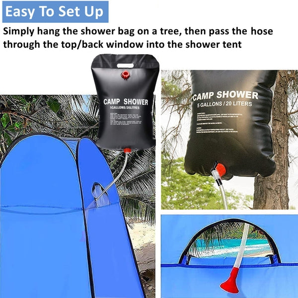 Portable Camping Changing Pop Up Shower Tent with Solar Shower Bag