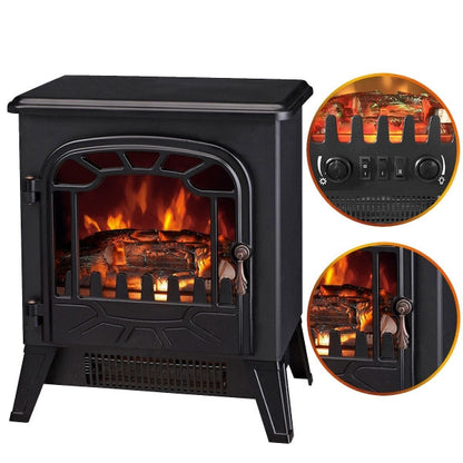 Electric Fireplace Heater - Portable Vintage Style Realistic Flame Effect Freestanding Electric Fireplace Heater