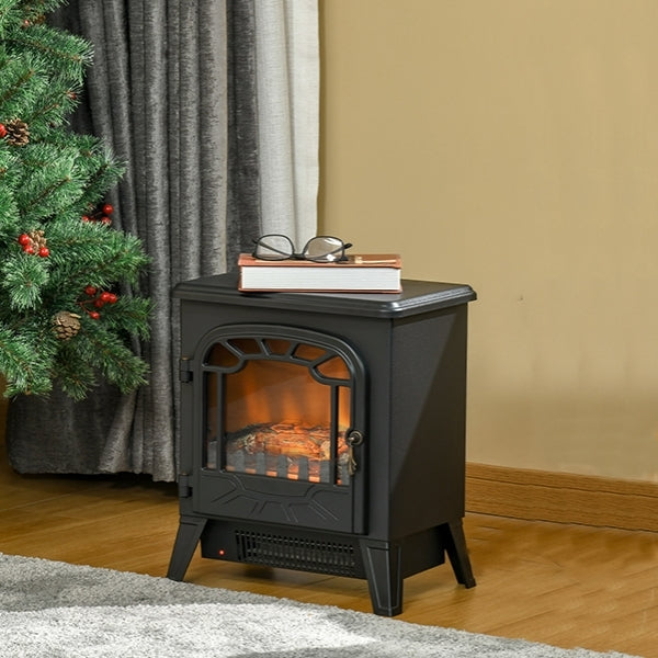 Electric Fireplace Heater - Portable Vintage Style Realistic Flame Effect Freestanding Electric Fireplace Heater