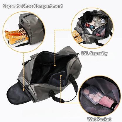 Duffel Bag Set - Portable Fitness Travel Women's Duffel Bag Set with Microfiber Towel & Water Bottle