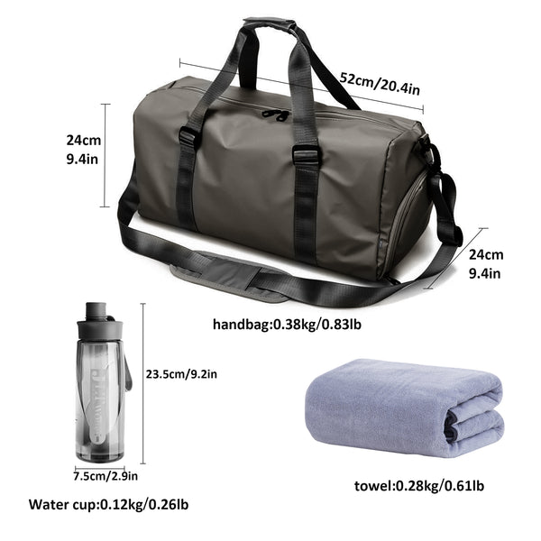 Duffel Bag Set - Portable Fitness Travel Women's Duffel Bag Set with Microfiber Towel & Water Bottle