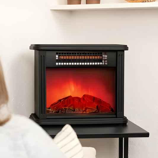 Electric Fireplace Heater - Portable Freestanding Artificial Fireplace Realistic Flame Effect 3D Fan-Forced with 2 Heat Settings