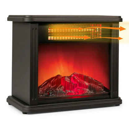 Electric Fireplace Heater - Portable Freestanding Artificial Fireplace Realistic Flame Effect 3D Fan-Forced with 2 Heat Settings