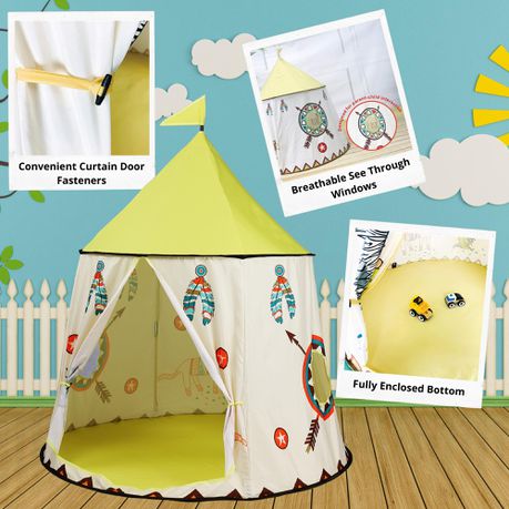 Kids Castle Tent - Yellow Children Indoor Castle Tent for Girls and Boys