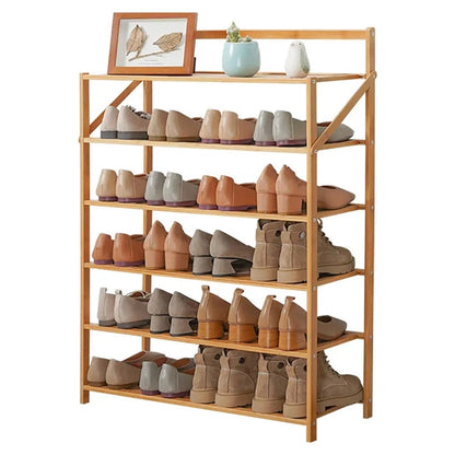 Shoe Storage Rack - Entryway Shelf Free Stand Rack Shoe Bamboo Foldable Storage Organizer