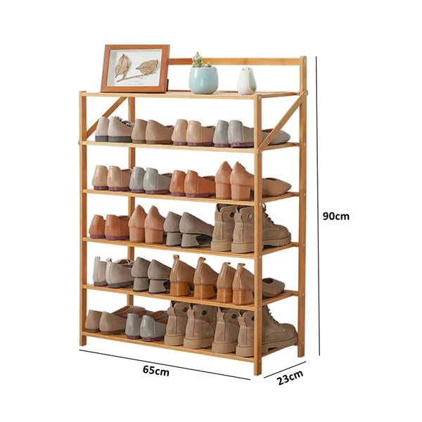 Shoe Storage Rack - Entryway Shelf Free Stand Rack Shoe Bamboo Foldable Storage Organizer