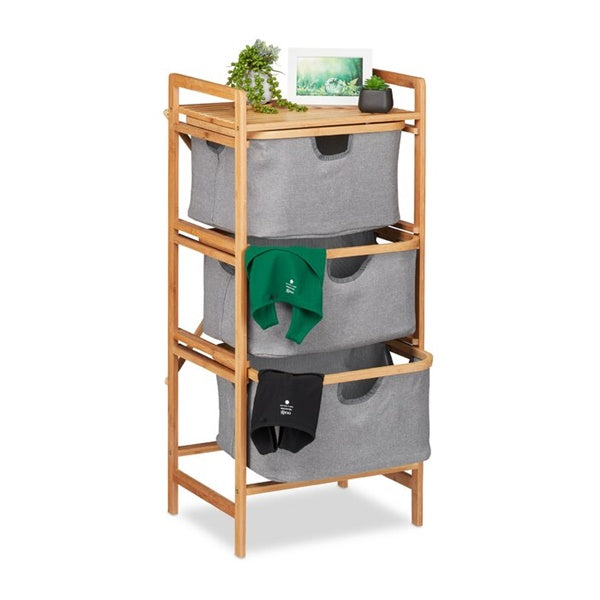 Bambo Bathroom Rack - Freestanding Bambo Bathroom Rack with Sliding Storage Baskets