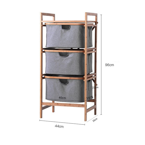 Bambo Bathroom Rack - Freestanding Bambo Bathroom Rack with Sliding Storage Baskets