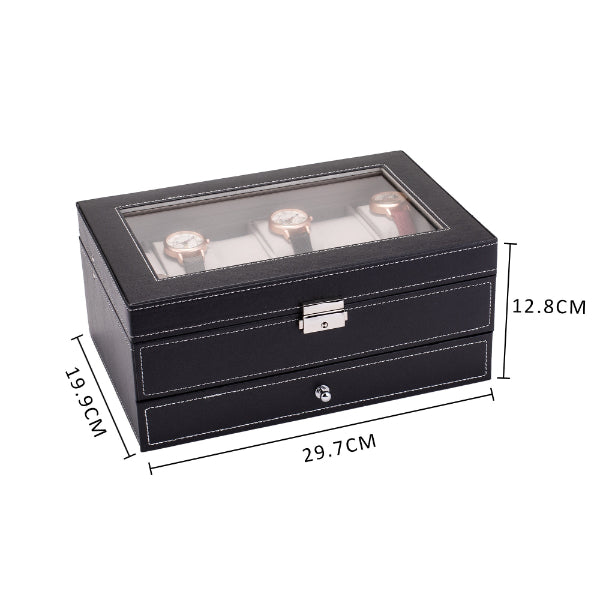 Jewelry Storage Case - Double Layer Jewelry Storage Box Organizer Watch Leather Case