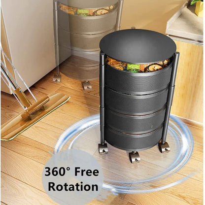 Rotating Storage Vegetable Cart - Kitchen Storage Rolling Mobile Metal Mesh Rack Vegetable Cart