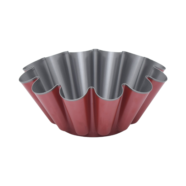 Cake Mould Pans - Set of 2 Ribbed Red Alloy Steel 19x8cm Cake Mould