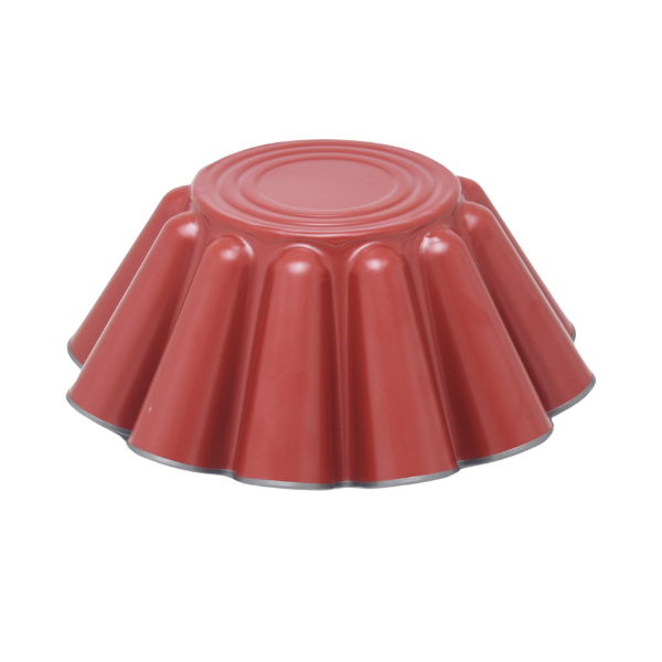 Cake Mould Pans - Set of 2 Ribbed Red Alloy Steel 19x8cm Cake Mould