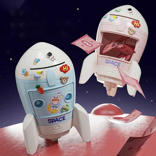 Rocket Shape Piggy Bank - Portable Rocket Shaped 2 in 1 Concept Money Saving Piggy Bank