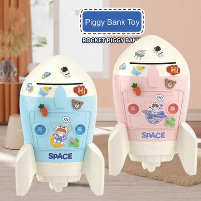 Rocket Shape Piggy Bank - Portable Rocket Shaped 2 in 1 Concept Money Saving Piggy Bank