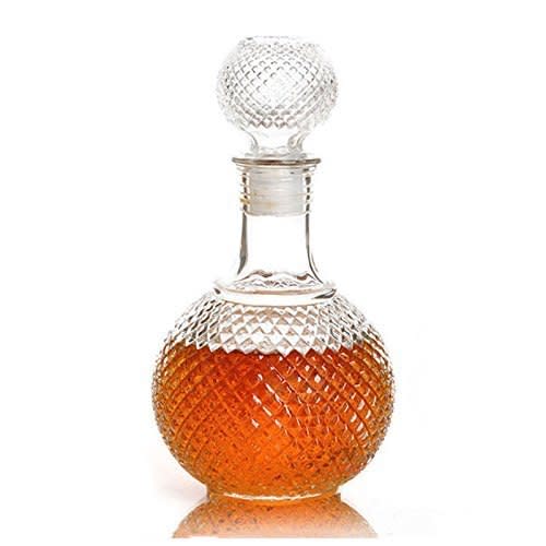 Whiskey Decanter - Round 500ml Drinks Decanter Suitable for Alcoholic and Non-Alcoholic Drinks