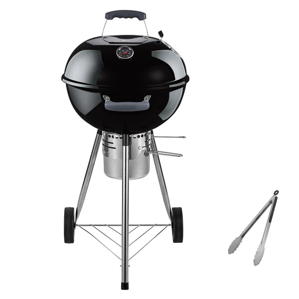 Round Portable Charcoal Barbecue Grill with Lid and Tong