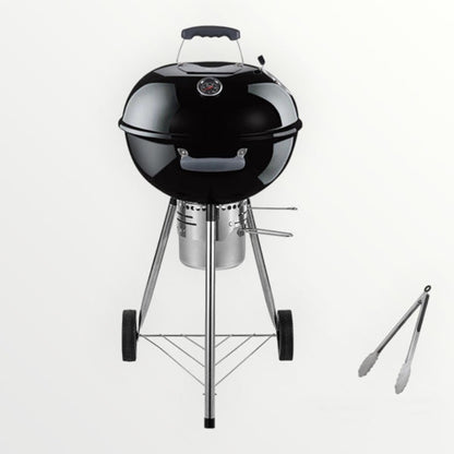 Round Portable Charcoal Barbecue Grill with Lid and Tong