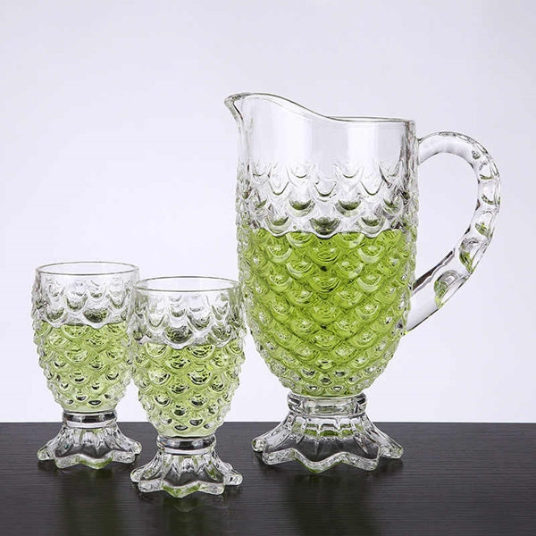 Scaled Water Set - 7 Piece Scaled Designed Glass Water and Juice Set