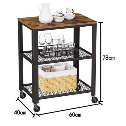 Serving Cart Trolley - Industrial Kitchen Rolling Utility Cart