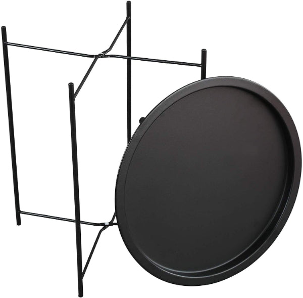 Side End Tables - Set of 2 Round Black Metal Removable Tray Side End Tables