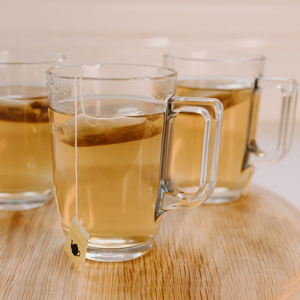 Glass Mug Set - Set of 3 Clear Glass Mugs with Handle (330ml)