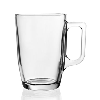 Glass Mug Set - Set of 3 Clear Glass Mugs with Handle (330ml)