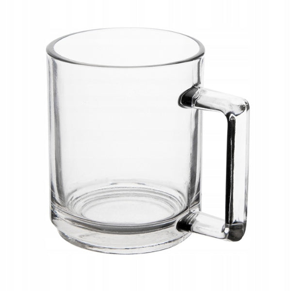 Glass Coffee Mugs - Set of 4 Clear Glass Tea Coffee Mugs with Handle for Easy Grip (255ml)