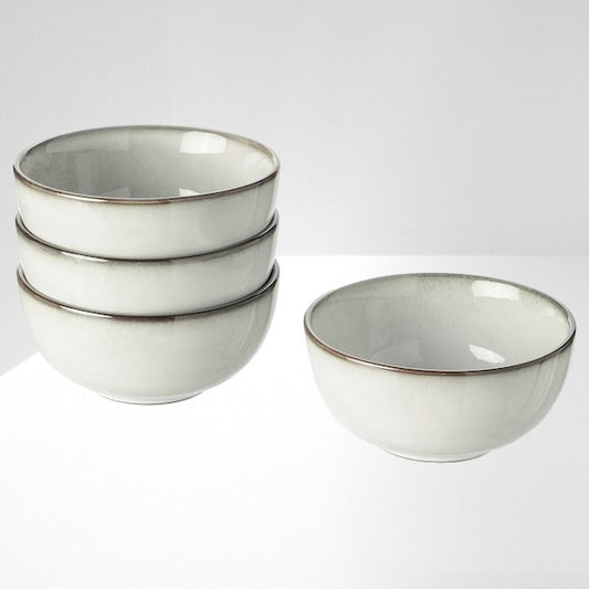 Porcelain Bowls - Set of 4 High Quality Sandy-Glazed Porcelain Serving Bowls