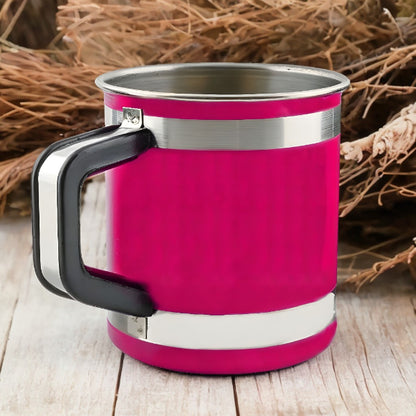 Camping Mugs - Set of 4 Stainless Steel Camping Mugs with Handle