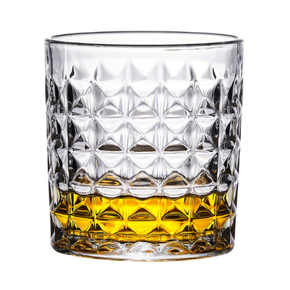 Set of 6 Clear Diamond Cut Drinking Glass Tumblers (230ml)