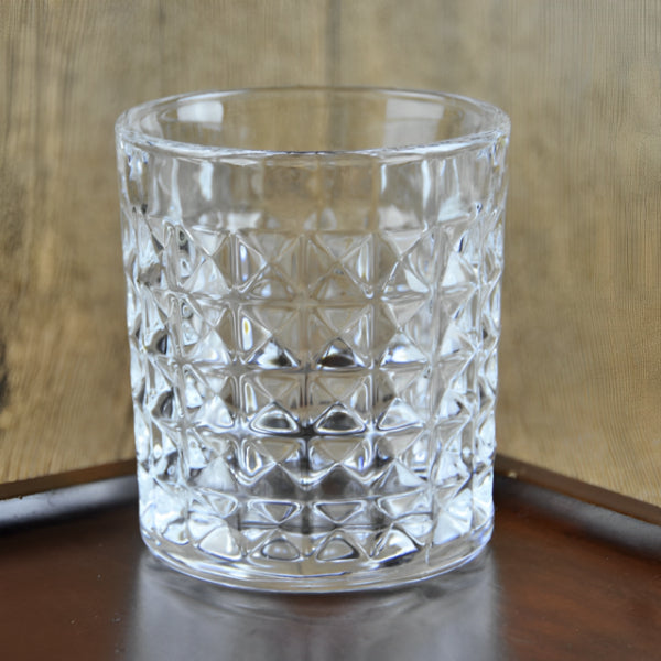 Set of 6 Clear Diamond Cut Drinking Glass Tumblers (230ml)