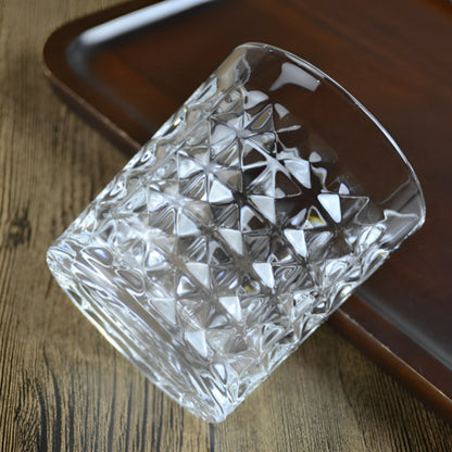 Set of 6 Clear Diamond Cut Drinking Glass Tumblers (230ml)