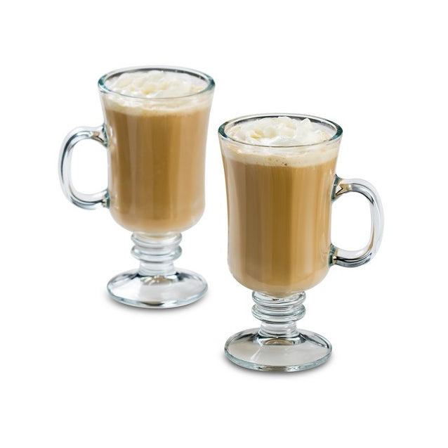 Irish Glass Coffee Mugs - Set of 6 Irish Glass Coffee Mugs with Handle