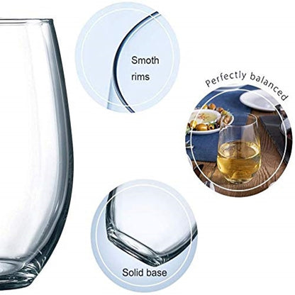 Glass Tumblers - Set of 6 Stemless Drinking Glass Tumblers (500ml)