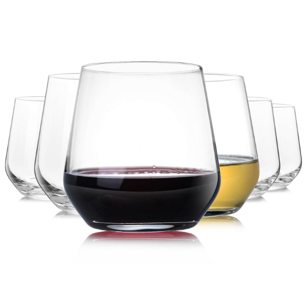 Glass Tumblers - Set of 6 Stemless Drinking Glass Tumblers (385ml)