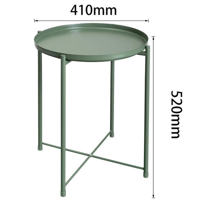 Side End Table - Round Metal Side End Table with Tray Top Detachable Coffee Table