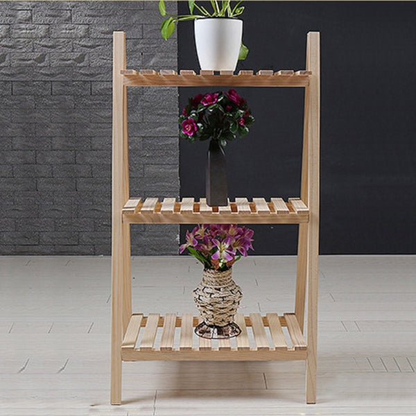 Flower Storage Shelves Rack - Solid Wood Folding Multi-layer Flower Plate Storage Shelves Rack