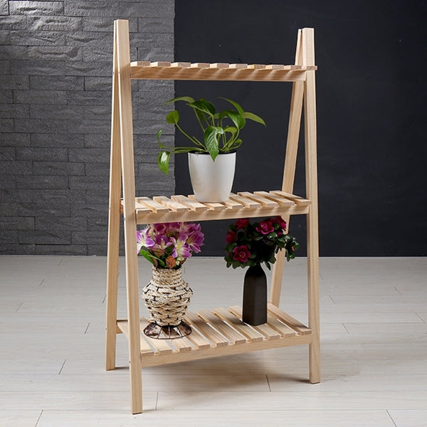 Flower Storage Shelves Rack - Solid Wood Folding Multi-layer Flower Plate Storage Shelves Rack