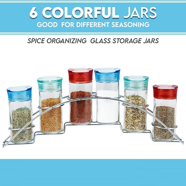 Spice Holder Organiser - Set of 7 Spice Containers and Spice Rack for Kitchen Organizer