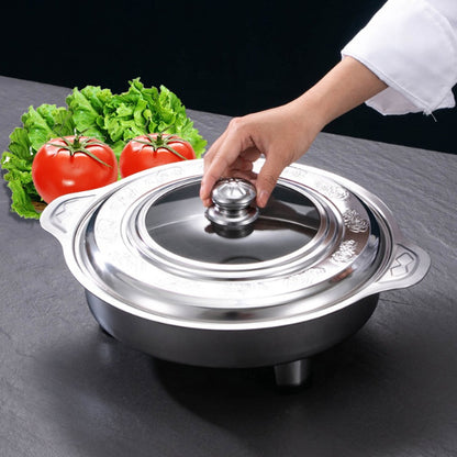 Stainless Steel and Glass Round Buffet Container Serving Trays with Lid