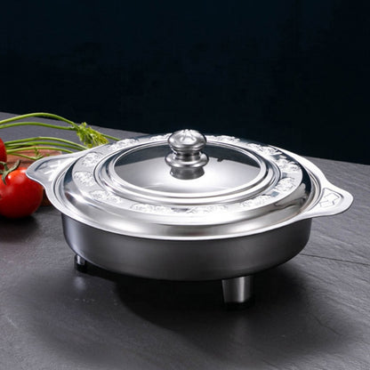 Stainless Steel and Glass Round Buffet Container Serving Trays with Lid