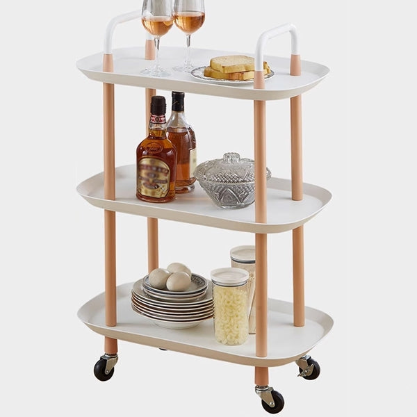 Kitchen Serving Cart Trolley - Three Layer Rectangular Mobile Plastic Kitchen Serving Cart Trolley