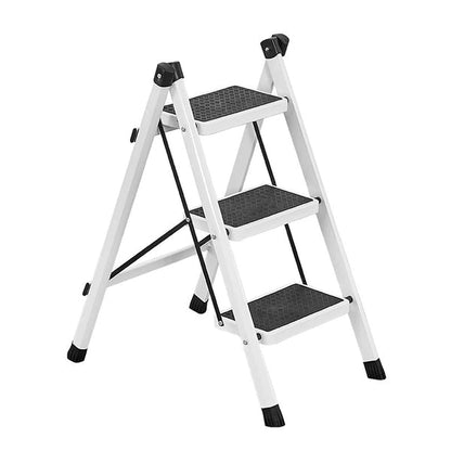 Three Step Ladder - Portable Household Foldable 3 Step Ladder with Anti-Slip Sturdy Pedal