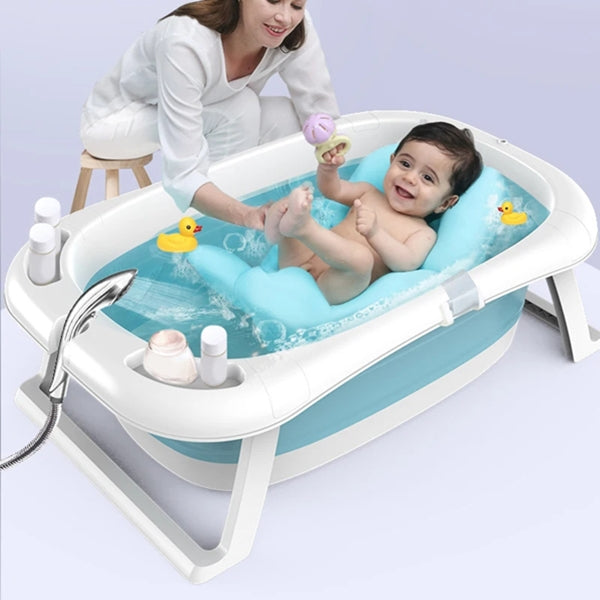 Baby Bathing Tub - Universal Children's Collapsible Bathing Tub with Detachable Bath Mat