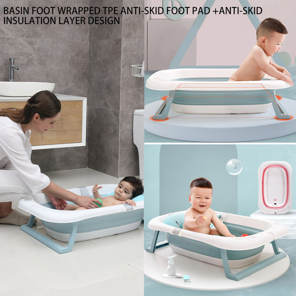 Baby Bathing Tub - Universal Children's Collapsible Bathing Tub with Detachable Bath Mat